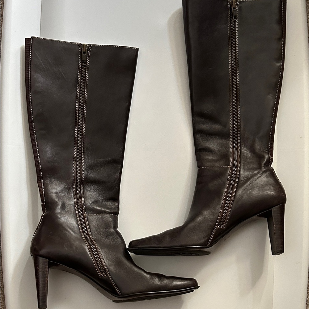 Anne Klein Dark Brown Heeled Boots